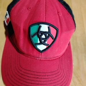 Ariat Red Trucker Hat with Mexico Shield Patch